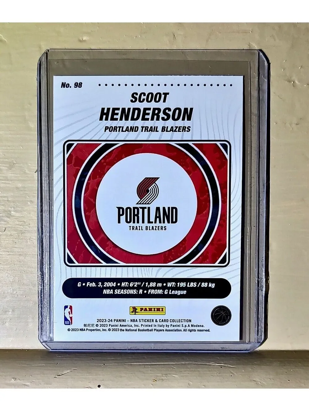 Scoot Henderson 2023-24 Panini NBA Basketball #98 Rookie Card Trail Blazers